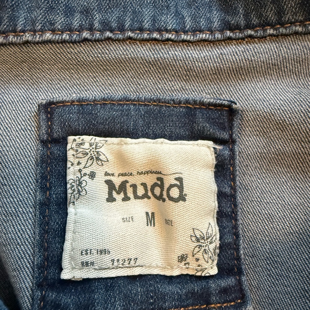 Vintage Y2K Mudd Denim Trucker Jacket - Distressed Faded Wash, Size Medium - Picture 7 of 9
